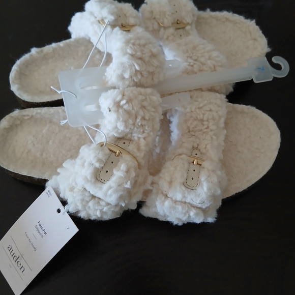 Auden Women's Jane Cream Two Band Buckle Slide Slippers Size 7 - Picture 10 of 12